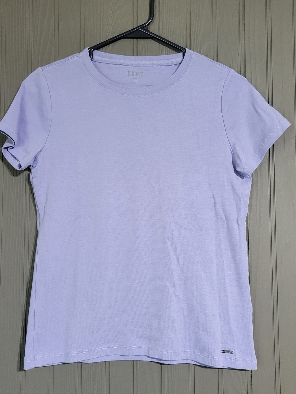 DKNY Short Sleeve T-Shirt Crewneck Silver Logo Cotton Purple Women's Medium